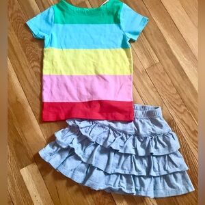 Bundle of Mini Boden 4-5Y NWT Rainbow Shirt & HA 100/4 Ruffled Skort